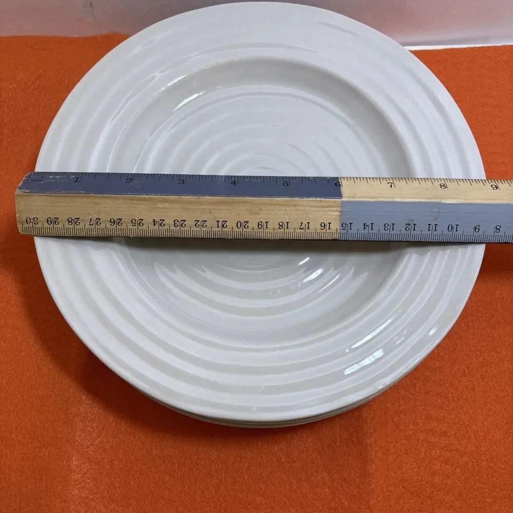 4 Sophie Conran Portmeirion Biscuit Beige Salad Plates Set Of 4 Swirl Design - Picture 9 of 9